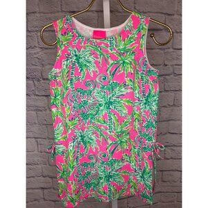 Lilly Pulitzer Tunic Top Child Size Large Pink and Green Jungle Monkey Print